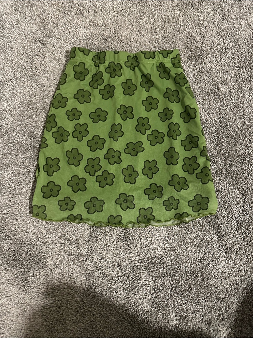 Green Floral Print Fitted Mini Skirt
